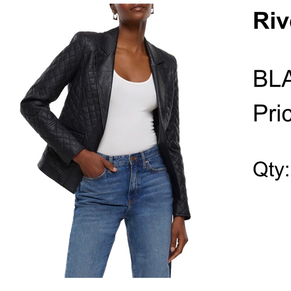 NWT Black Faux Leather Quilted Jacket - Picture 6 of 9